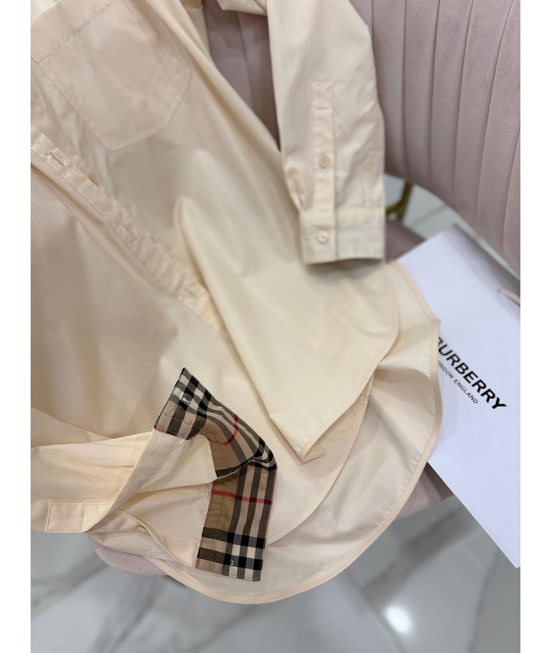 BURBERRY Бежевая хлопковая рубашка, фото 3