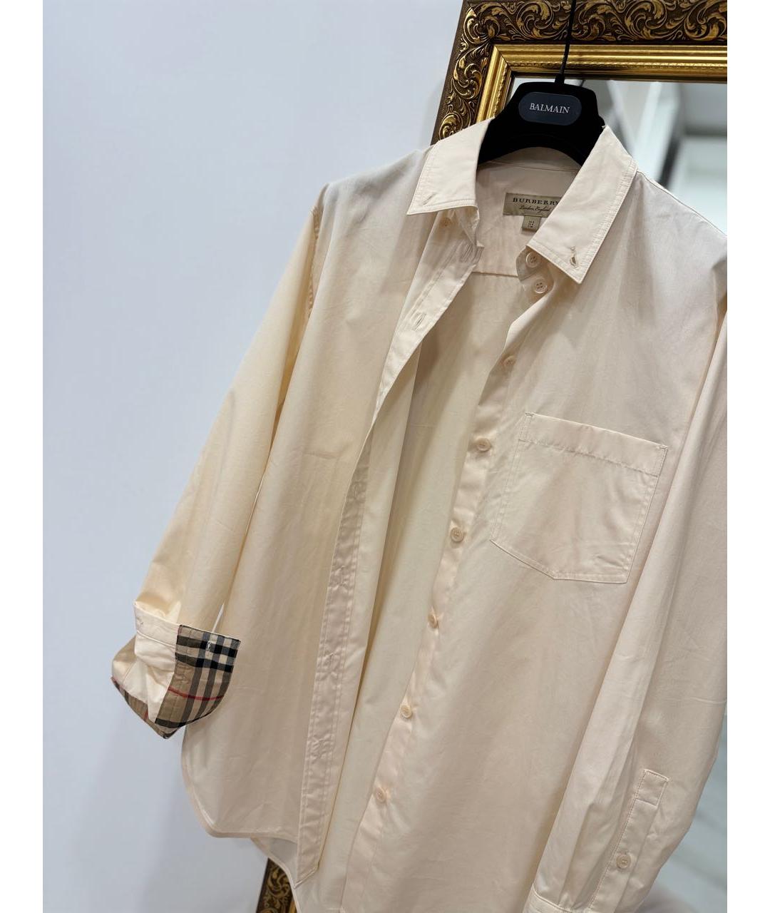 BURBERRY Бежевая хлопковая рубашка, фото 4