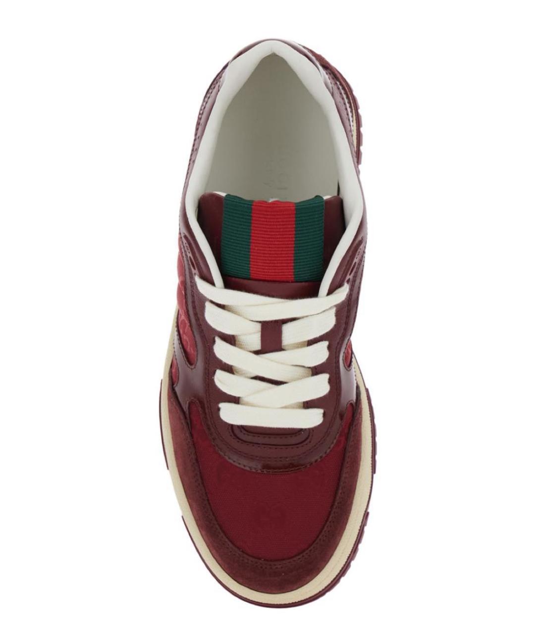 GUCCI Бордовые кожаные кеды, фото 2