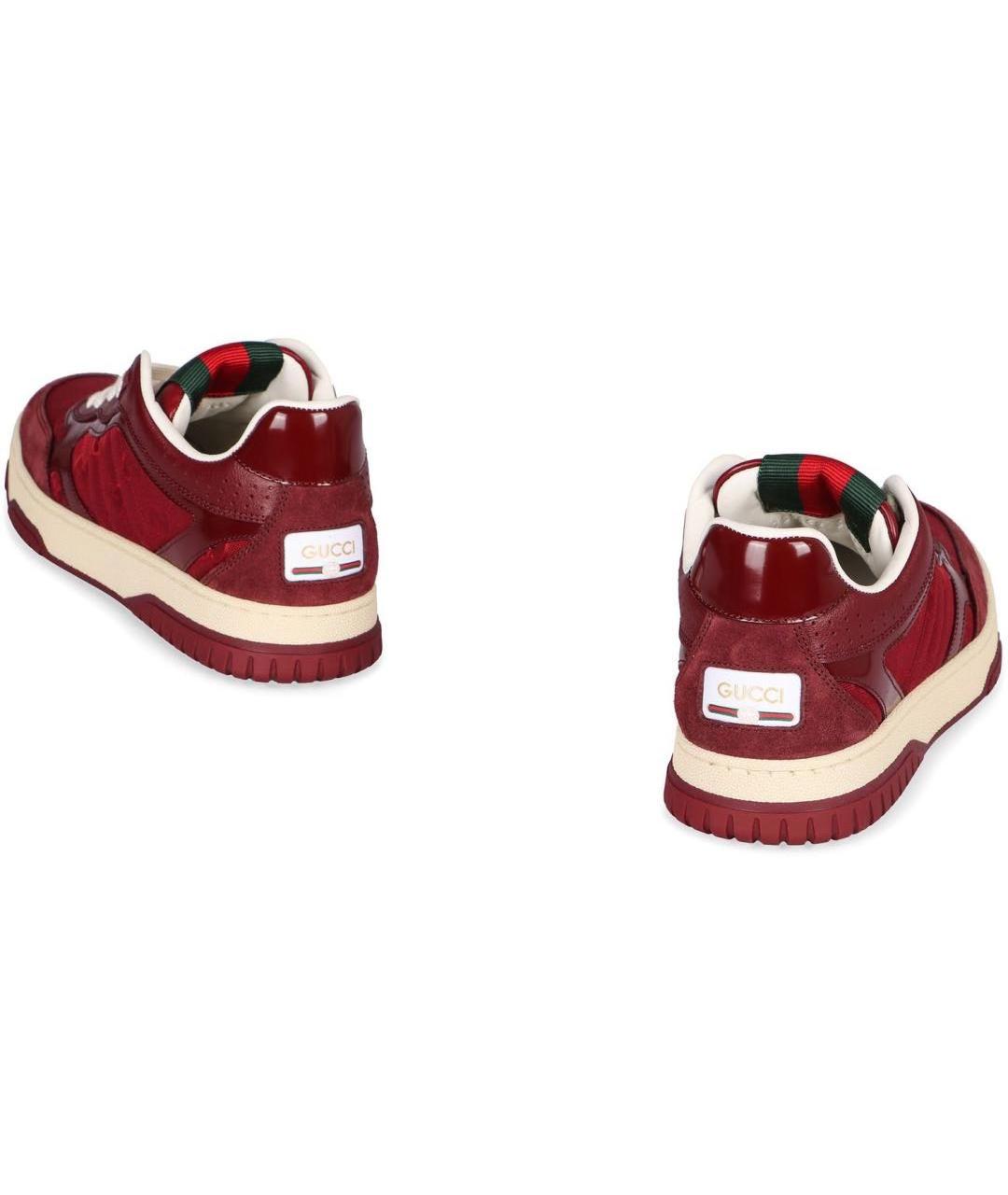 GUCCI Бордовые кожаные кеды, фото 4