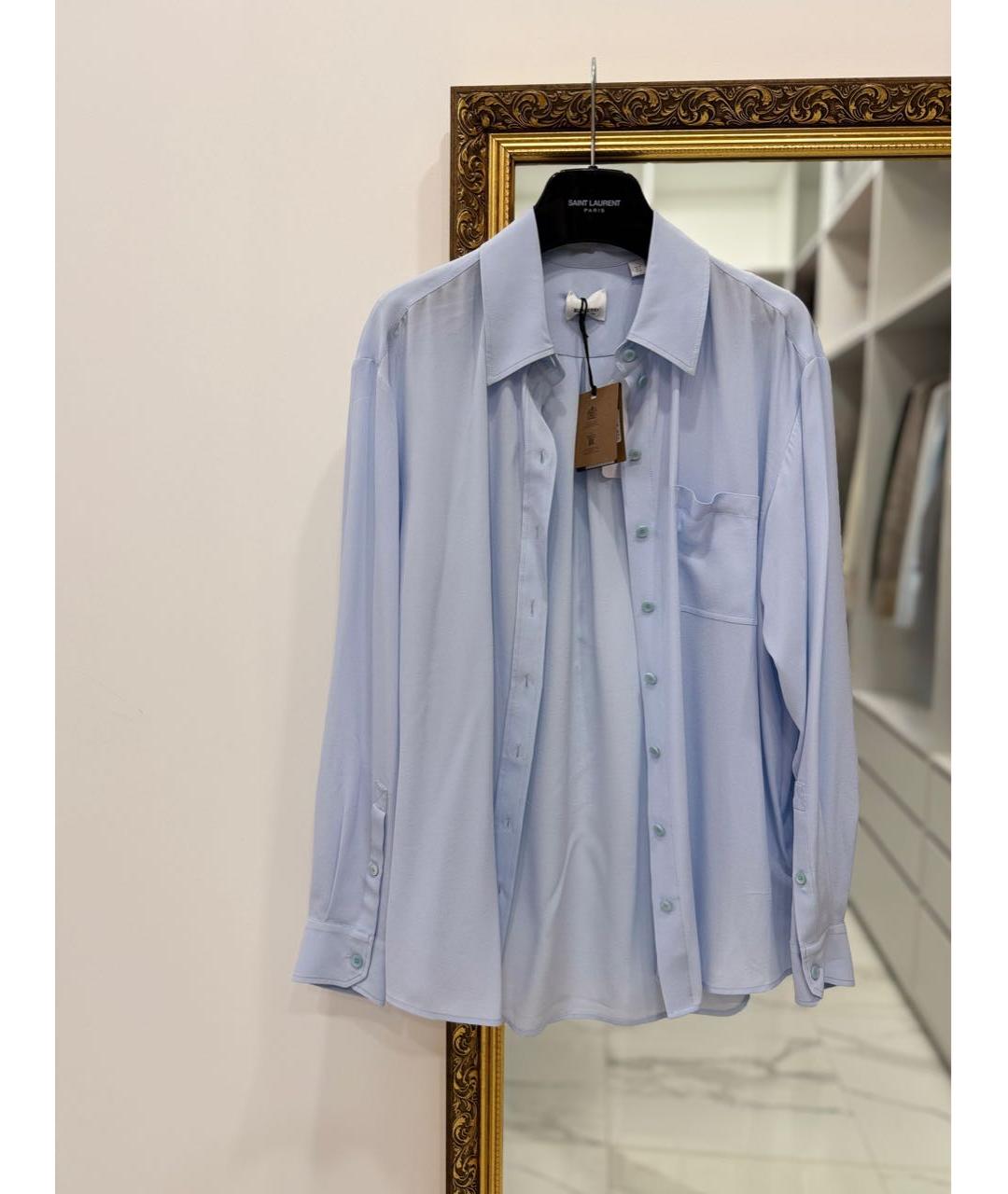 BURBERRY Голубая шелковая блузы, фото 5