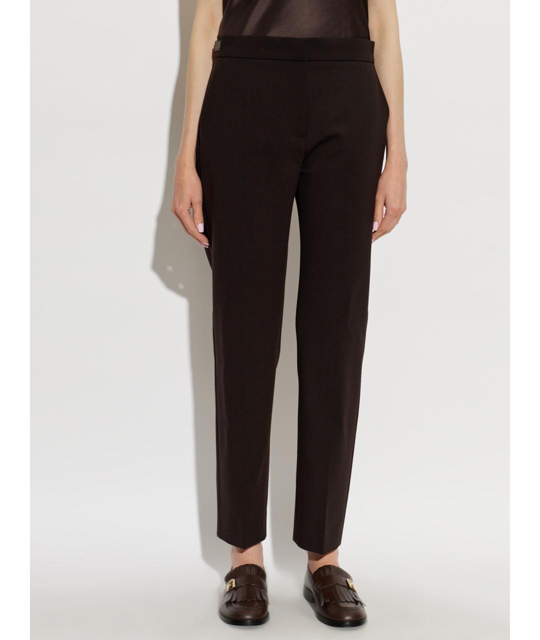 MAX MARA Коричневые шерстяные прямые брюки, фото 3