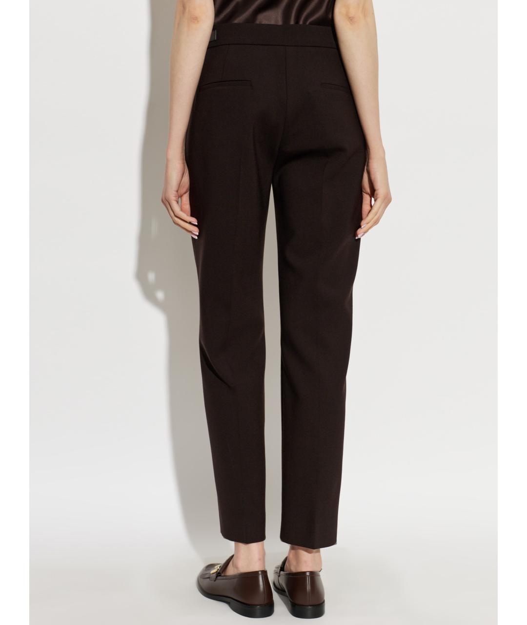 MAX MARA Коричневые шерстяные прямые брюки, фото 4