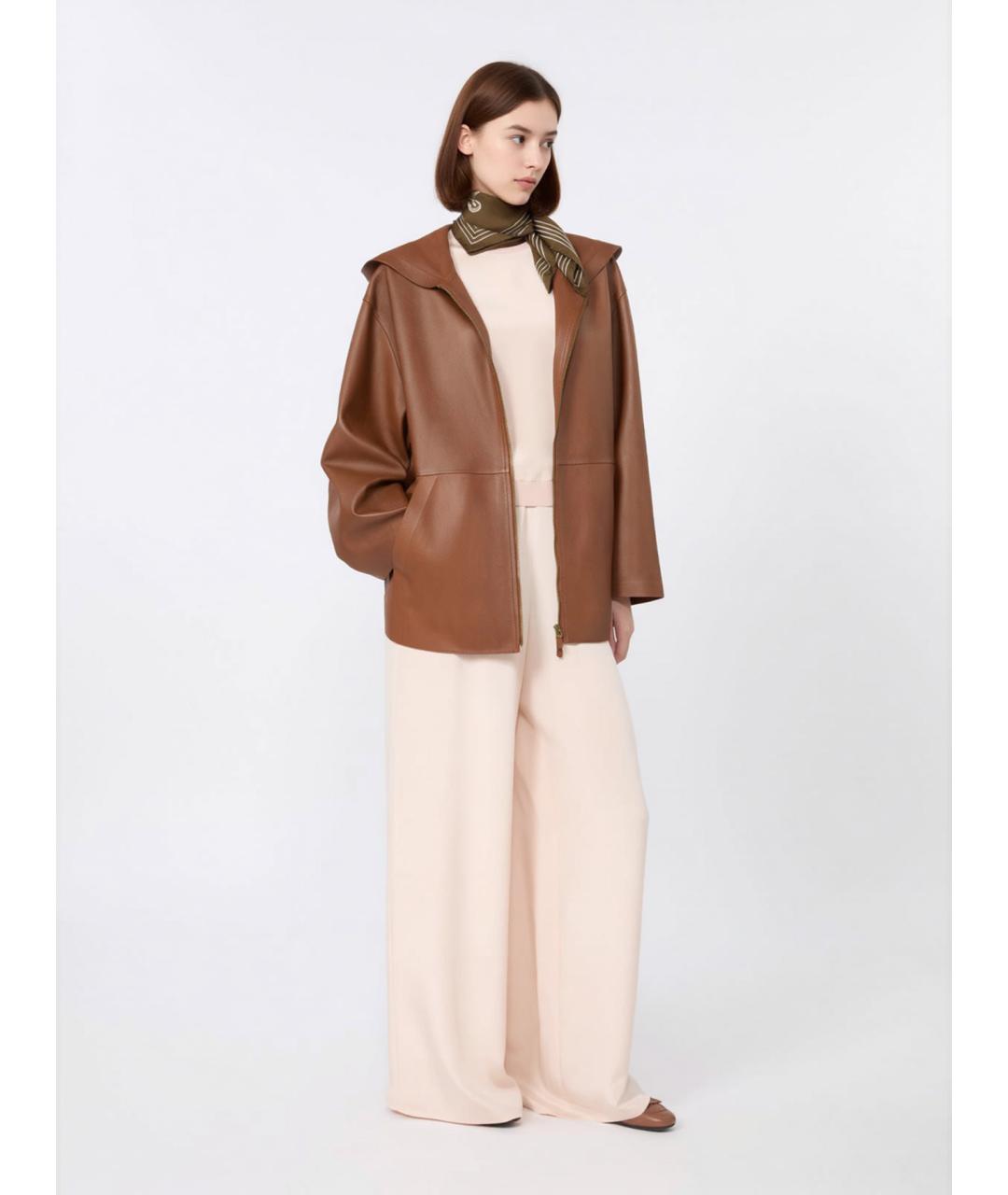 MAX MARA Коричневая кожаная куртка, фото 2