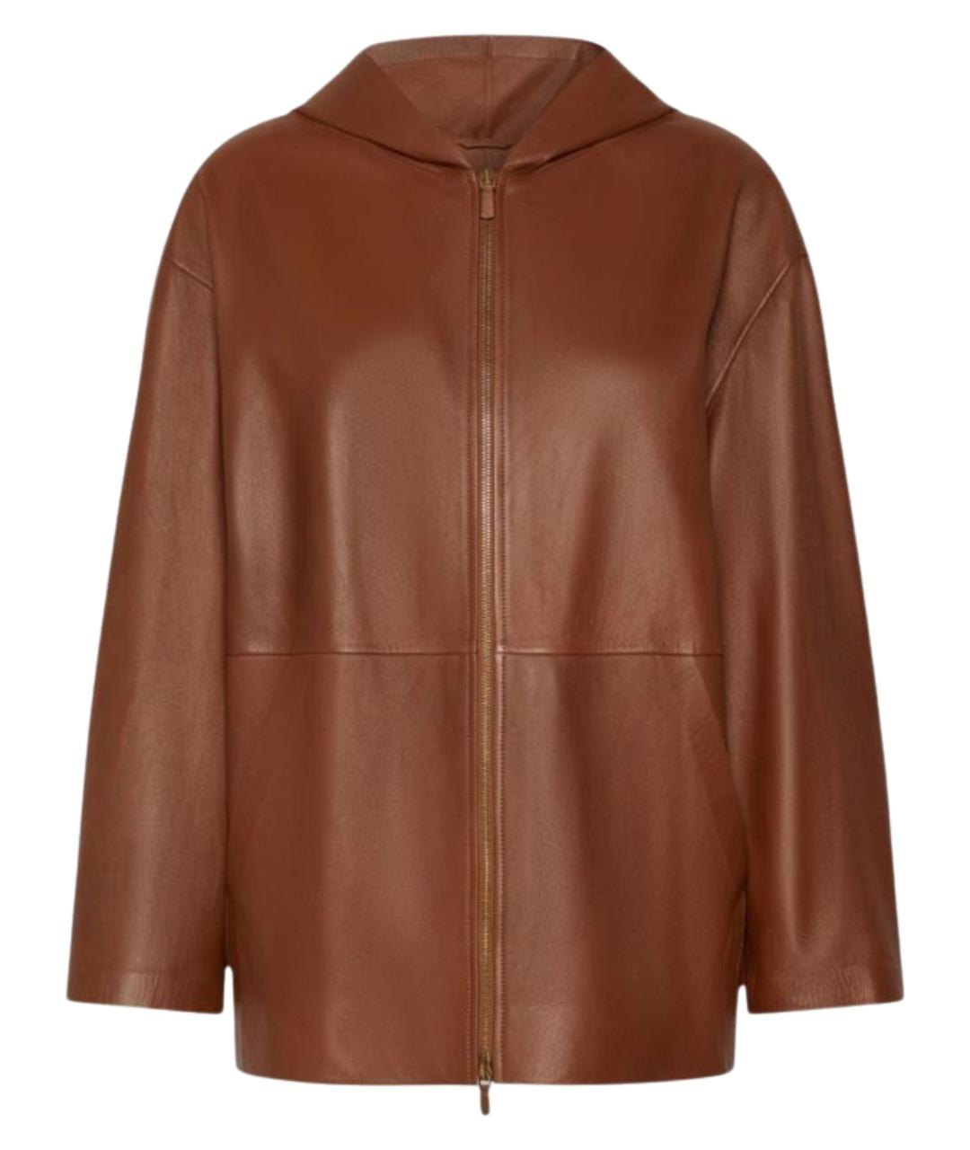 MAX MARA Коричневая кожаная куртка, фото 1