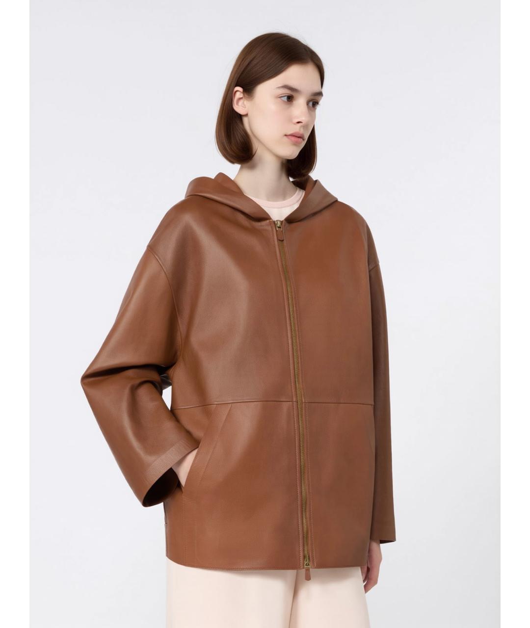 MAX MARA Коричневая кожаная куртка, фото 3