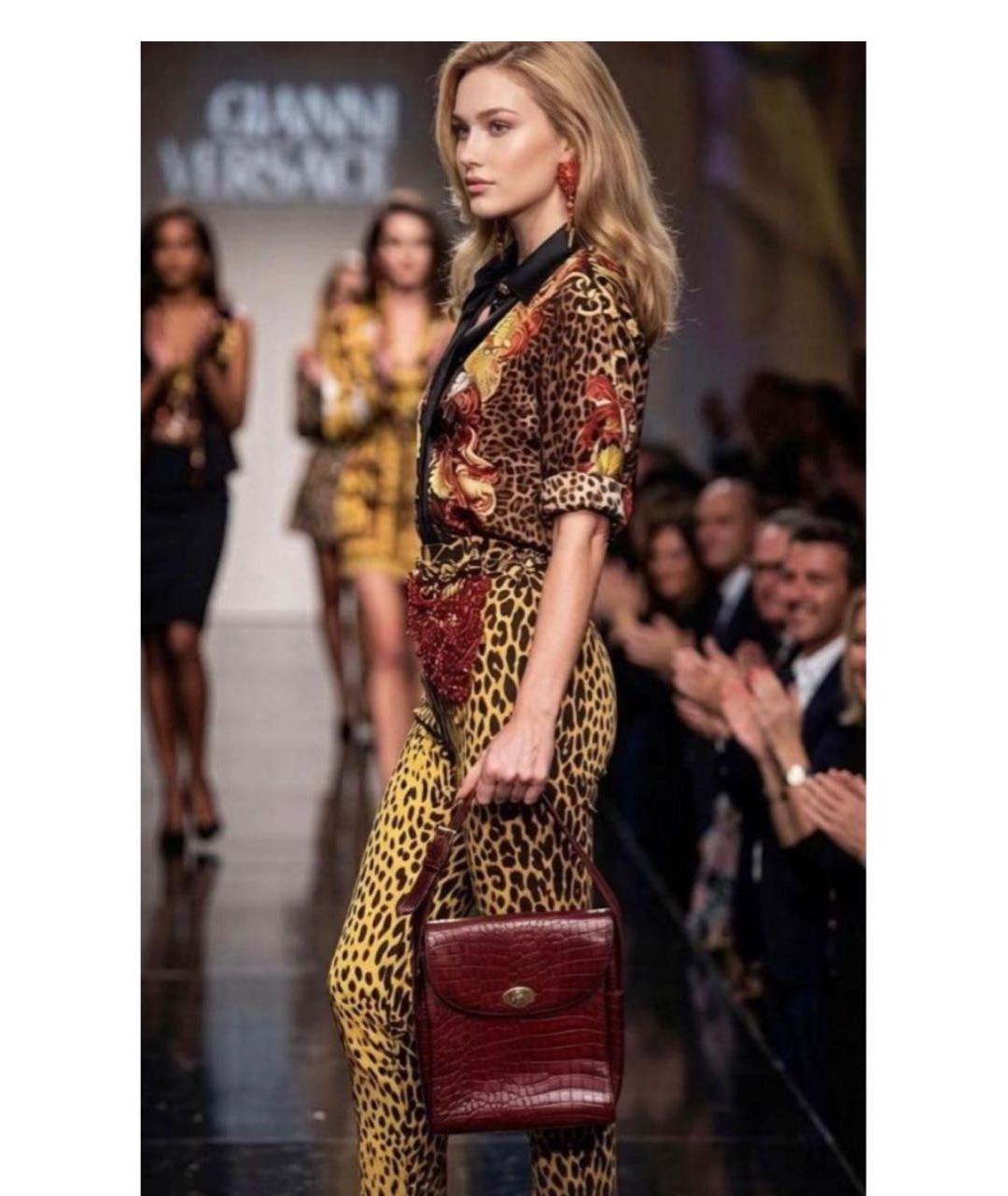 VERSACE Бордовая кожаная сумка через плечо, фото 5