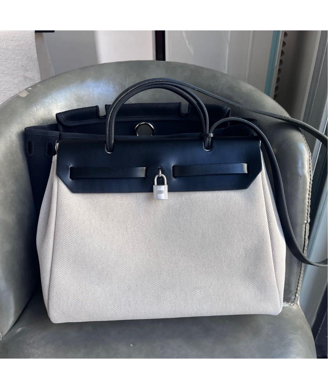 HERMES Черная кожаная сумка тоут, фото 2
