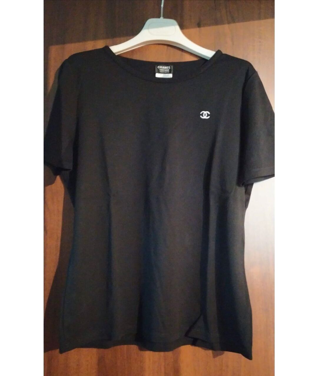 CHANEL PRE-OWNED Черная хлопко-эластановая футболка, фото 5