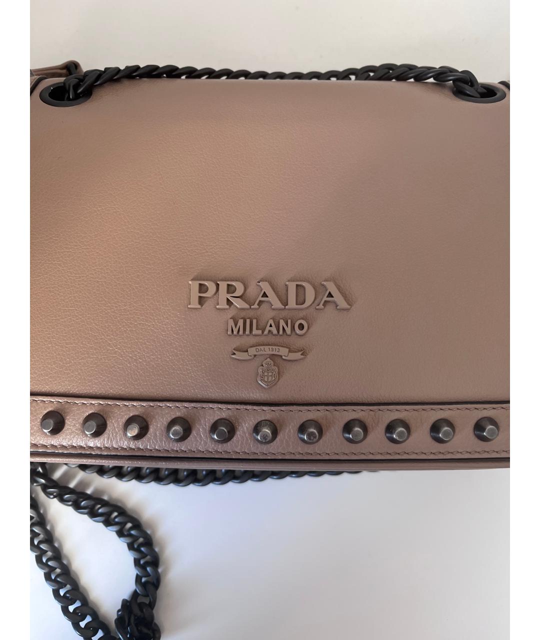 PRADA Бежевая кожаная сумка через плечо, фото 6