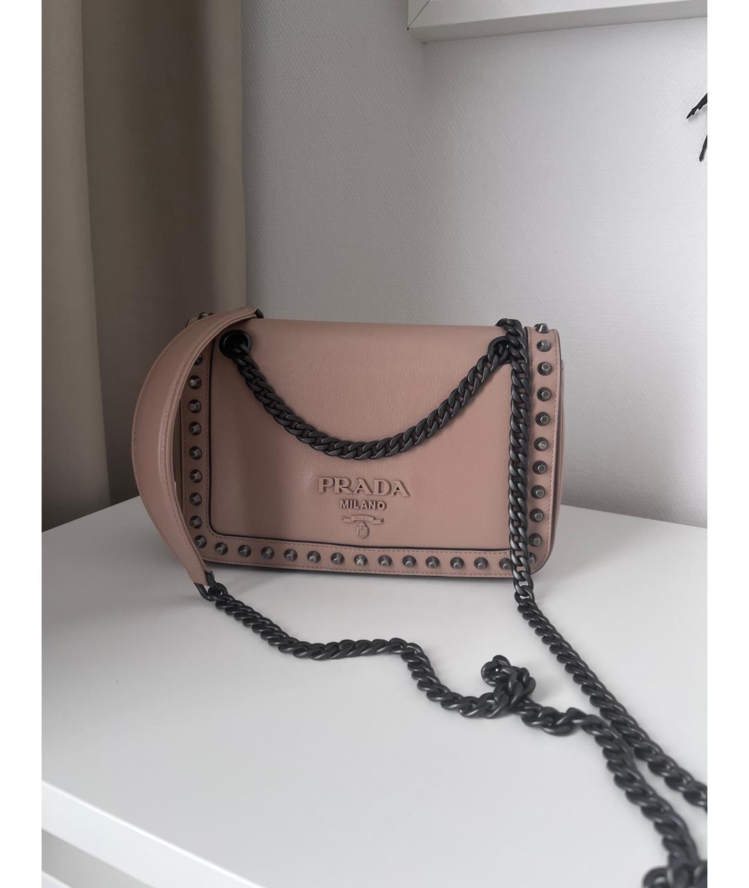 PRADA Бежевая кожаная сумка через плечо, фото 7