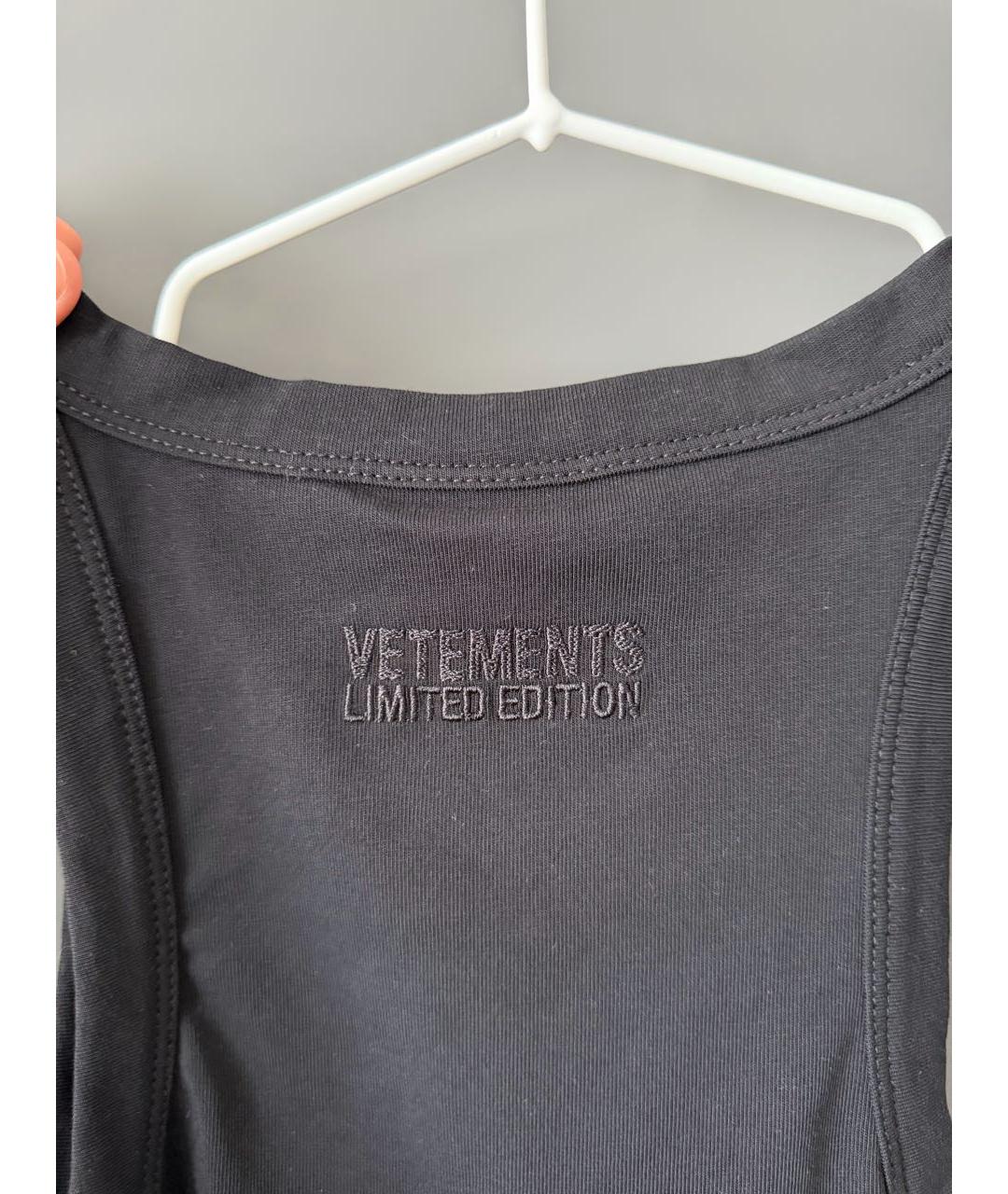 VETEMENTS Черная хлопковая майка, фото 4