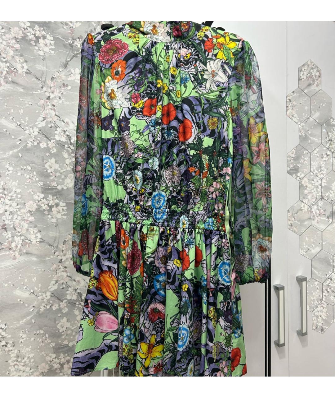 GUCCI Мульти шелковое коктейльное платье, фото 2