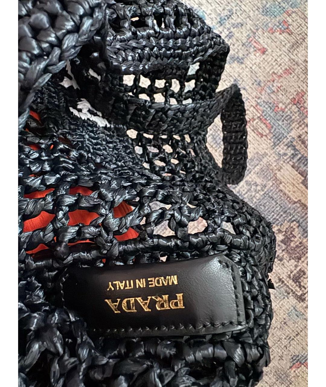 PRADA Черная плетеная пляжная сумка, фото 4