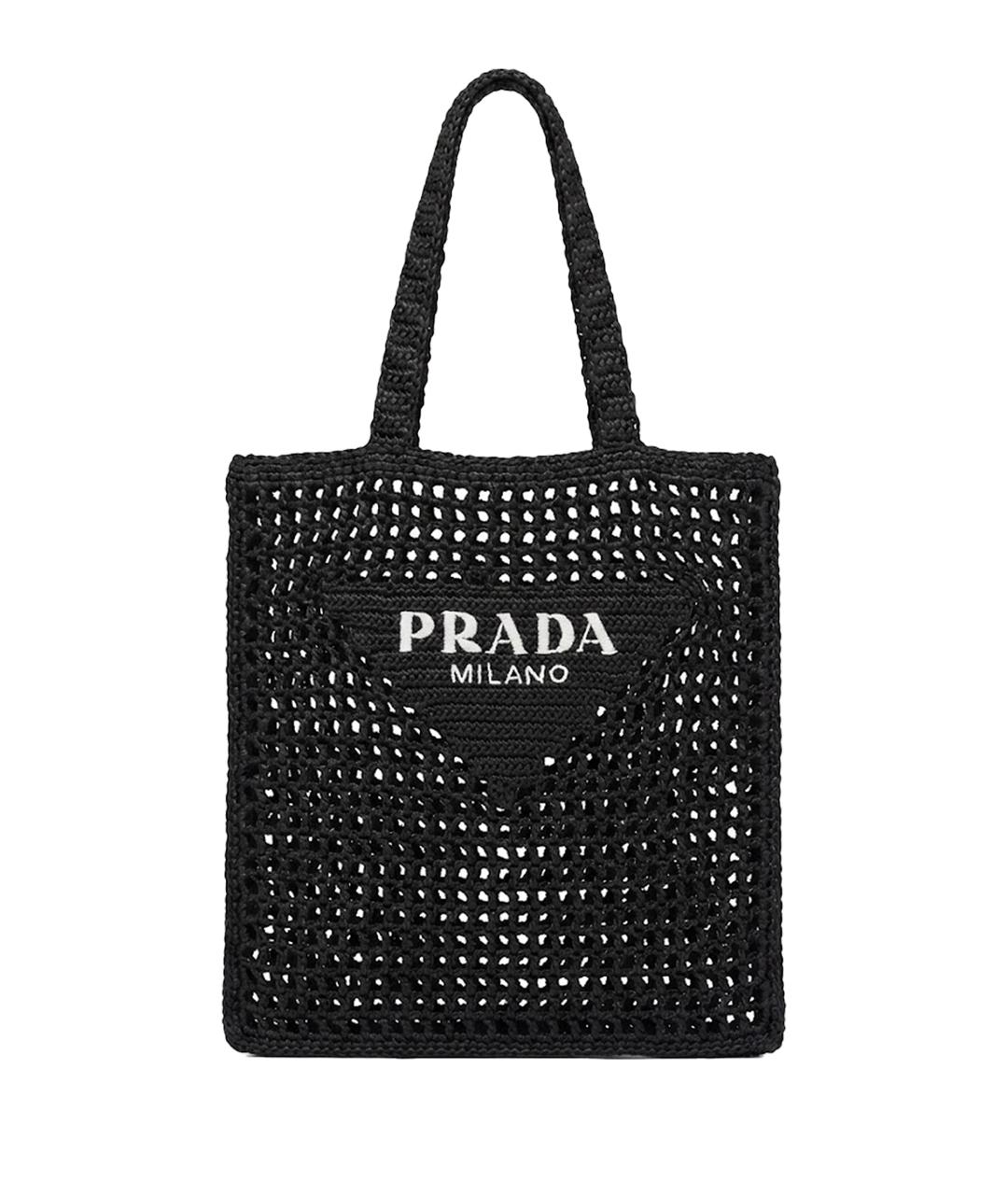 PRADA Черная плетеная пляжная сумка, фото 1