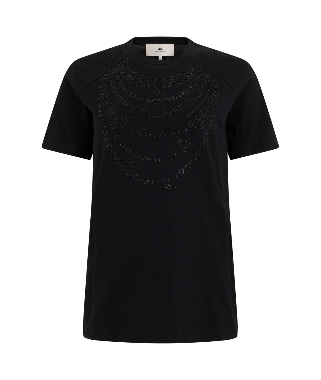 ELISABETTA FRANCHI Черная хлопковая футболка, фото 1