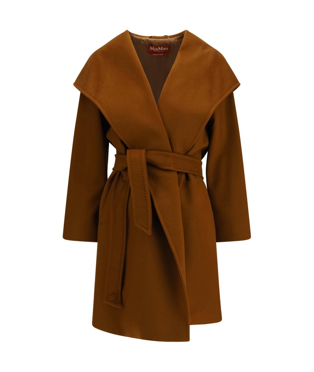 MAX MARA STUDIO Коричневое шерстяное пальто, фото 1