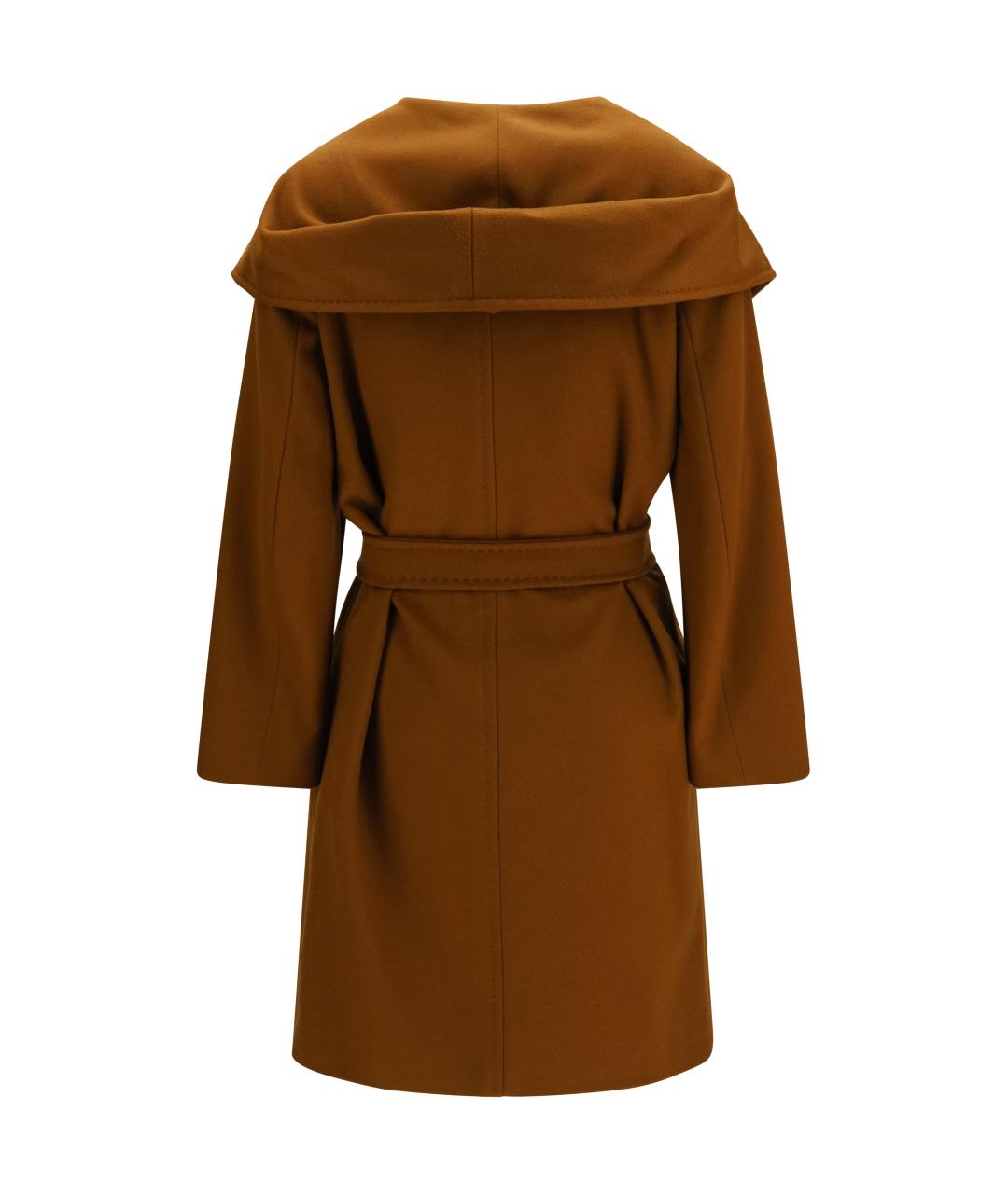 MAX MARA STUDIO Коричневое шерстяное пальто, фото 2