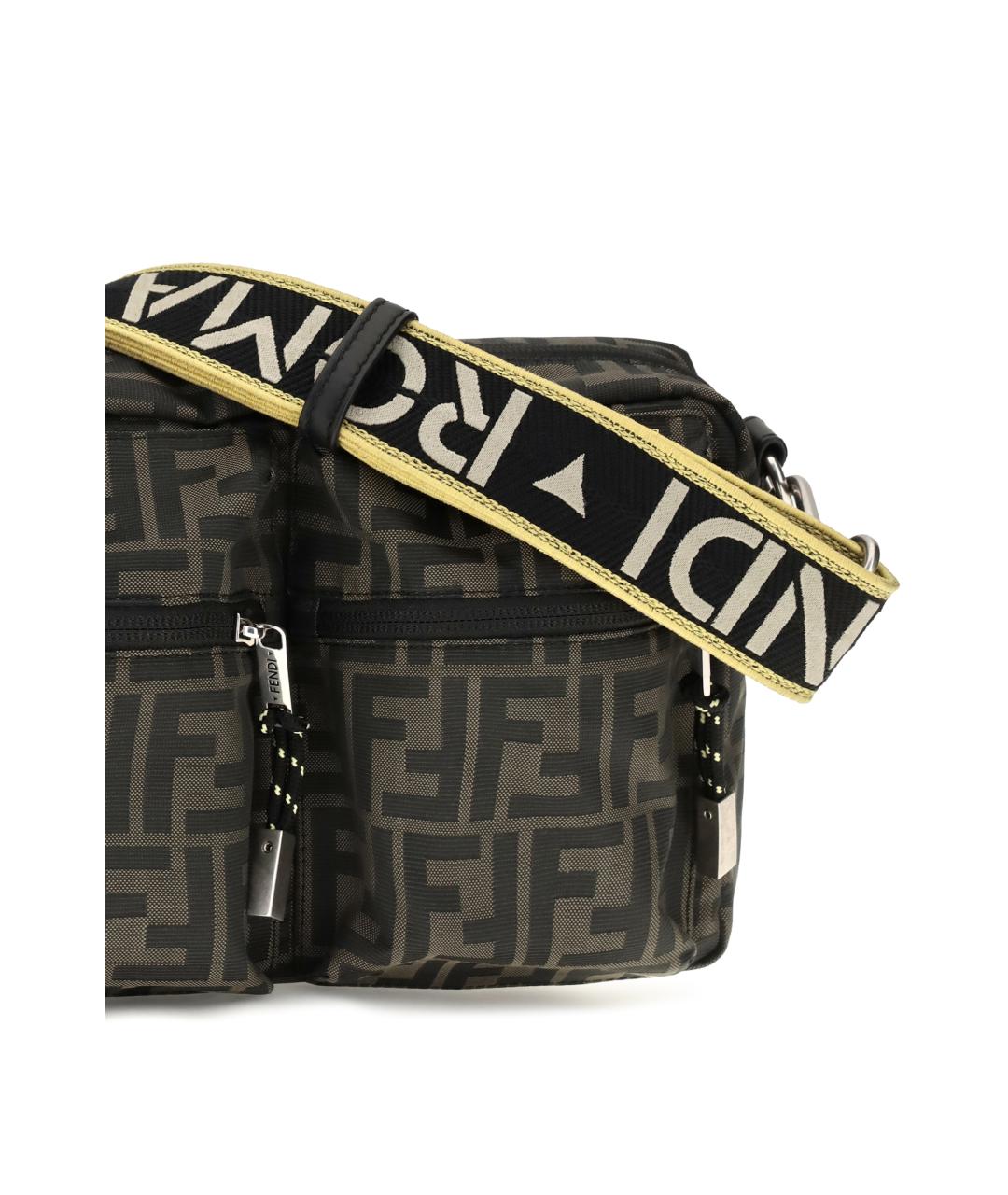 FENDI Коричневая тканевая сумка на плечо, фото 4