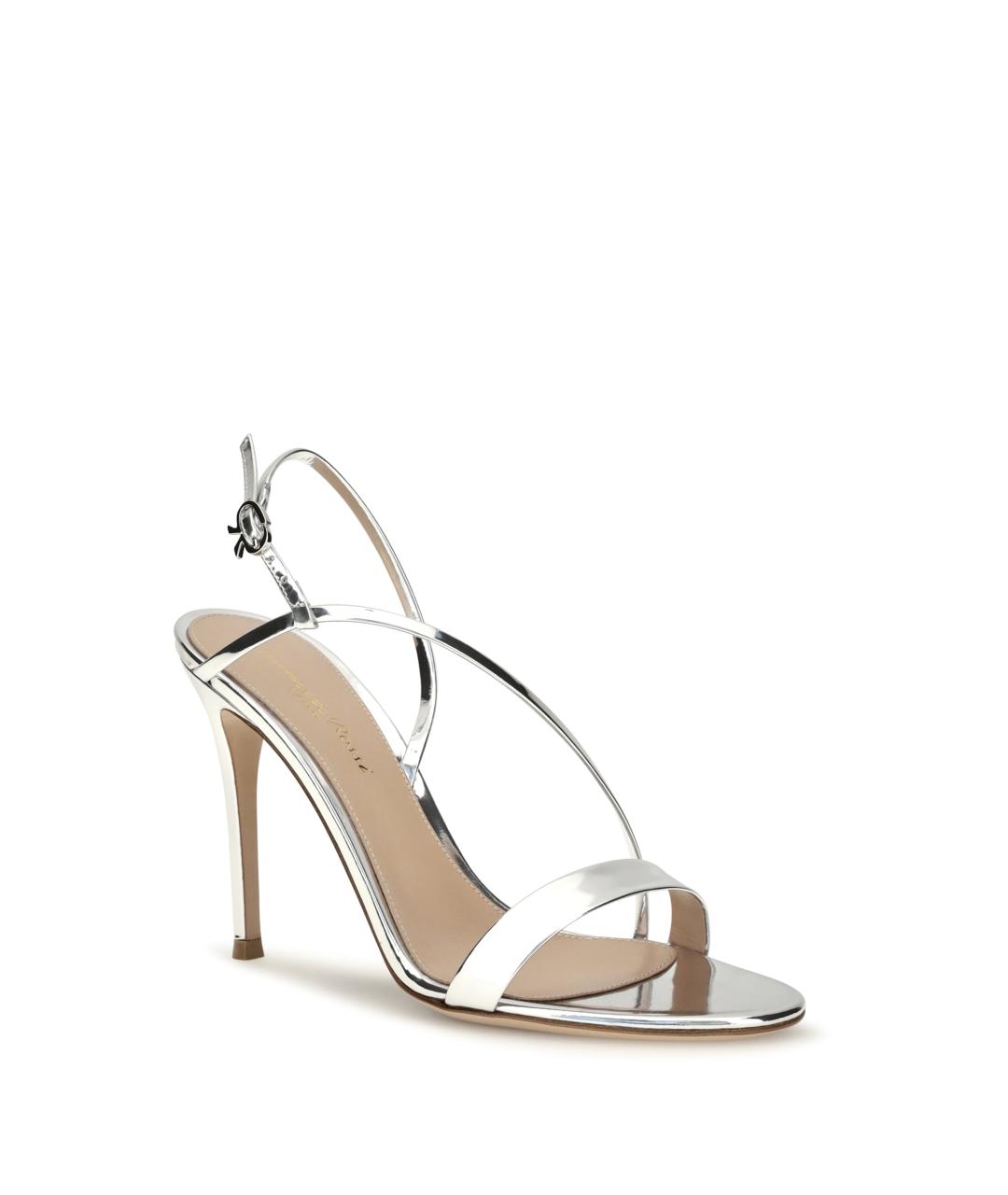 GIANVITO ROSSI Серебряные кожаные босоножки, фото 2