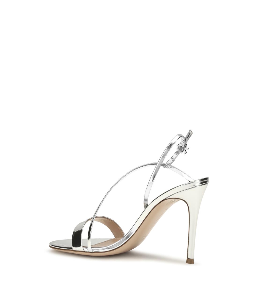 GIANVITO ROSSI Серебряные кожаные босоножки, фото 3