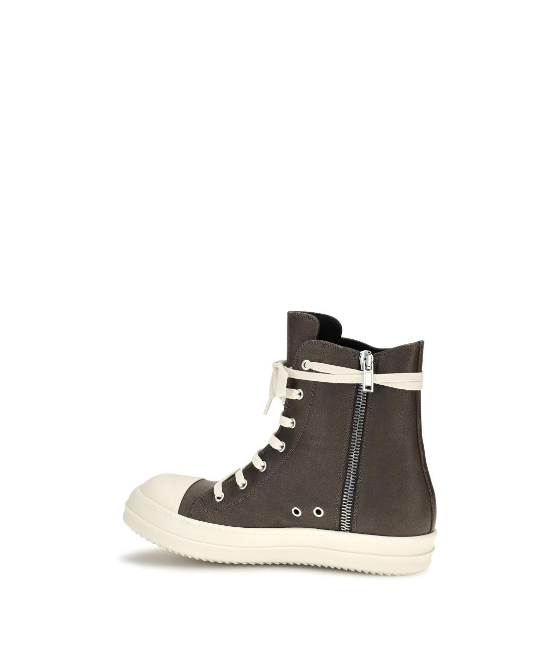 RICK OWENS Коричневые замшевые высокие кроссовки / кеды, фото 3