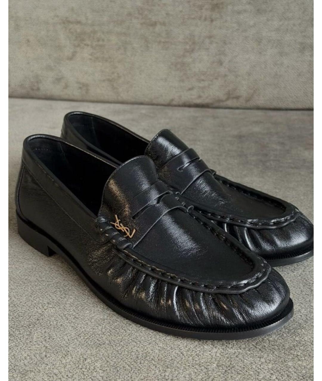 SAINT LAURENT Черные кожаные лоферы, фото 2