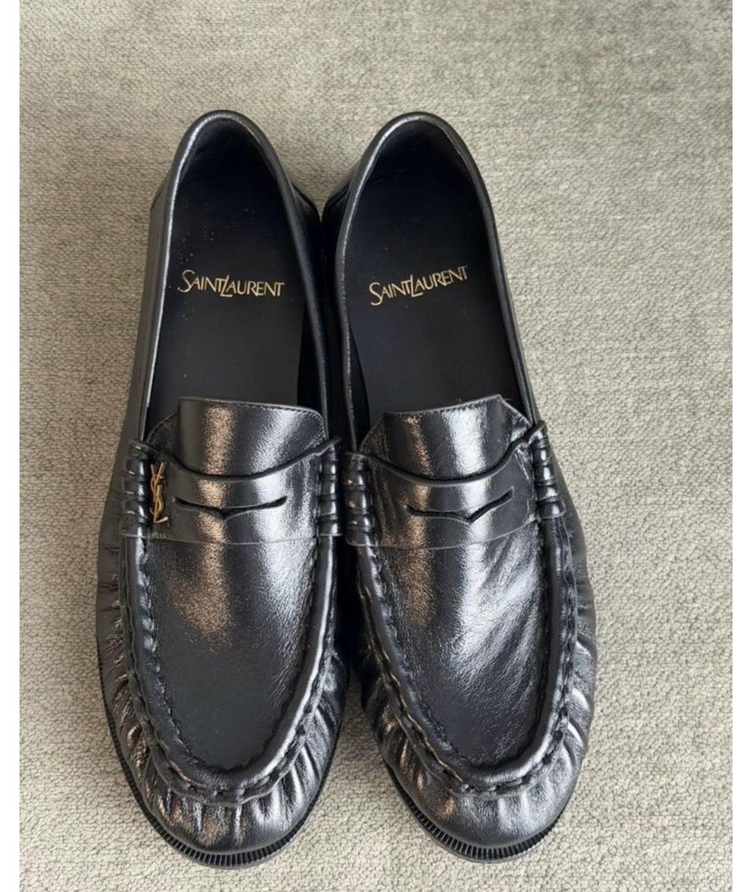 SAINT LAURENT Черные кожаные лоферы, фото 3