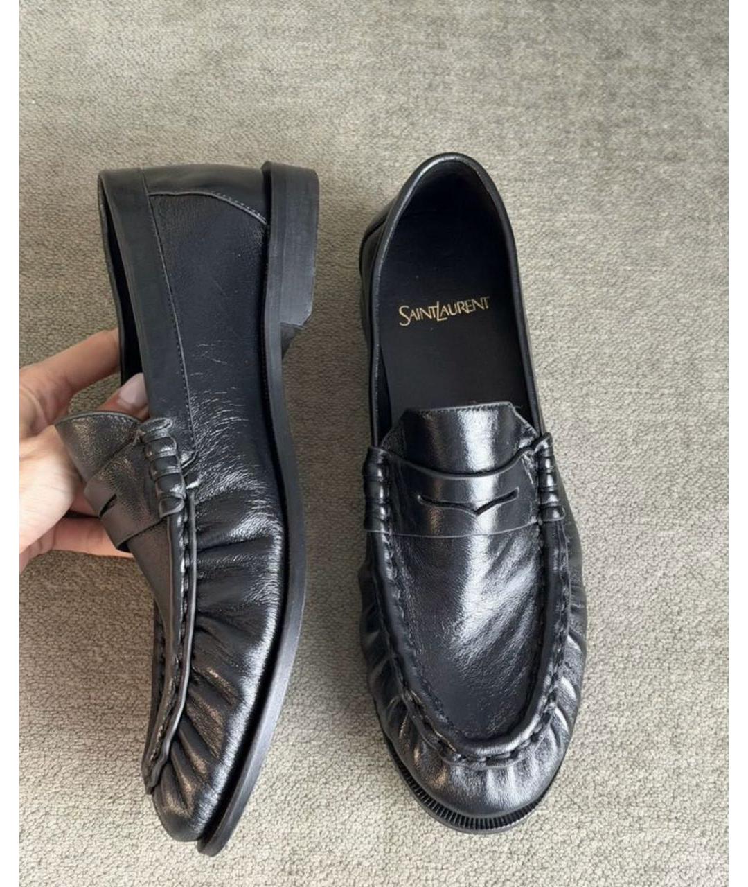 SAINT LAURENT Черные кожаные лоферы, фото 6