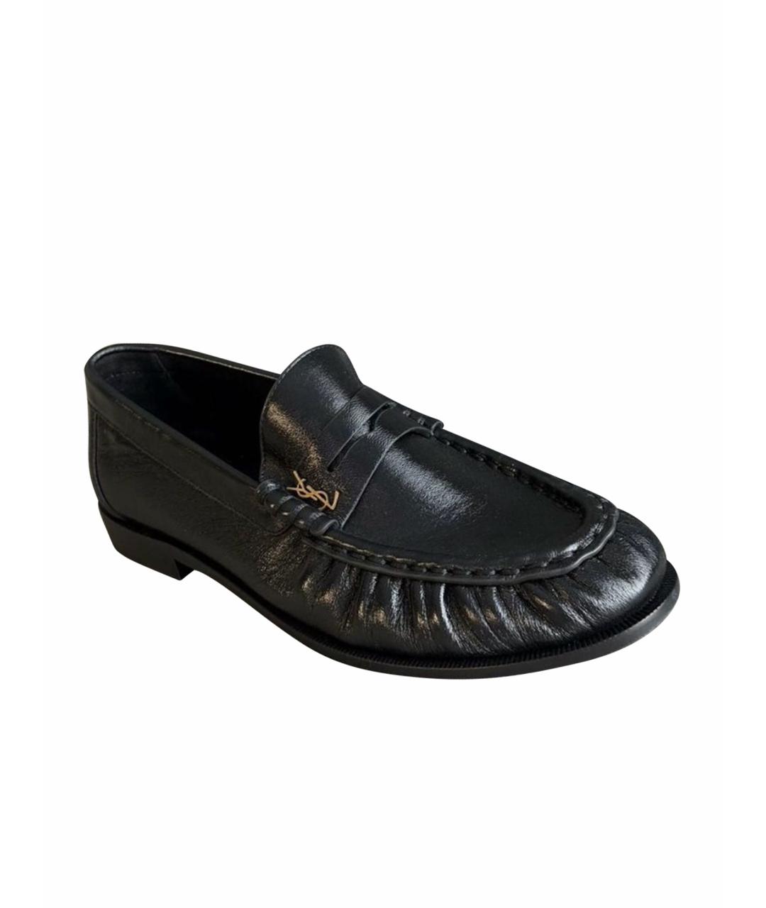 SAINT LAURENT Черные кожаные лоферы, фото 1