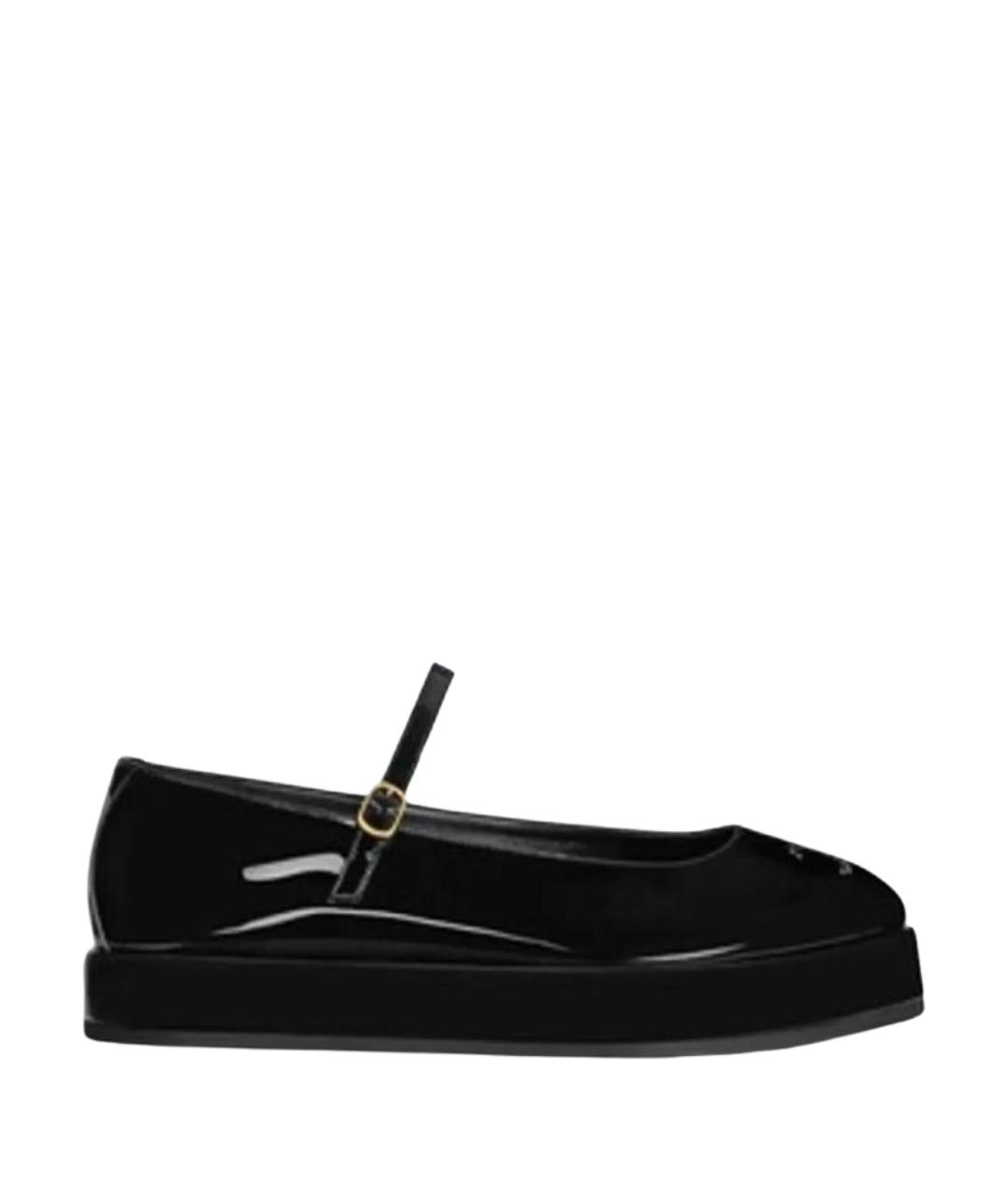 CELINE Черные балетки из лакированной кожи, фото 1