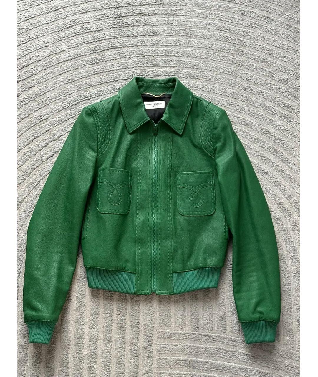 SAINT LAURENT Зеленая кожаная куртка, фото 9