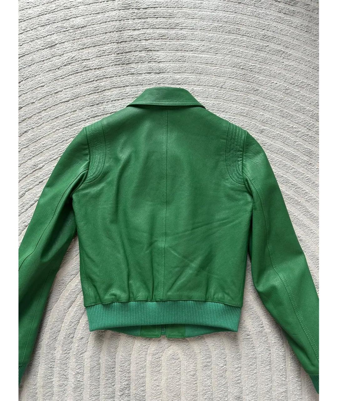 SAINT LAURENT Зеленая кожаная куртка, фото 2