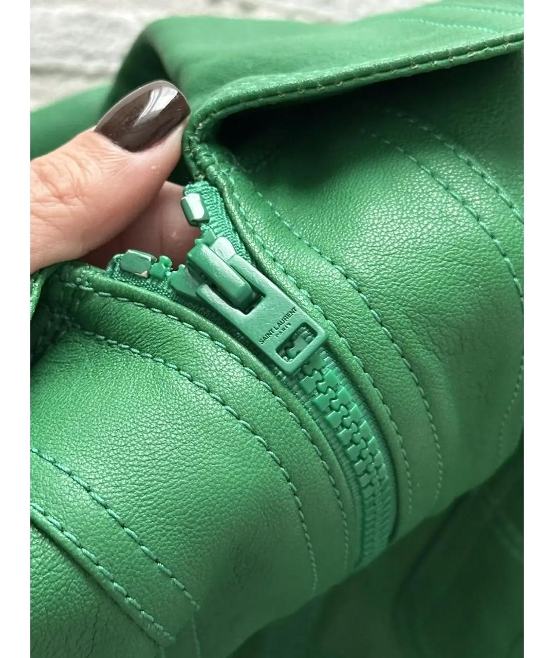 SAINT LAURENT Зеленая кожаная куртка, фото 4