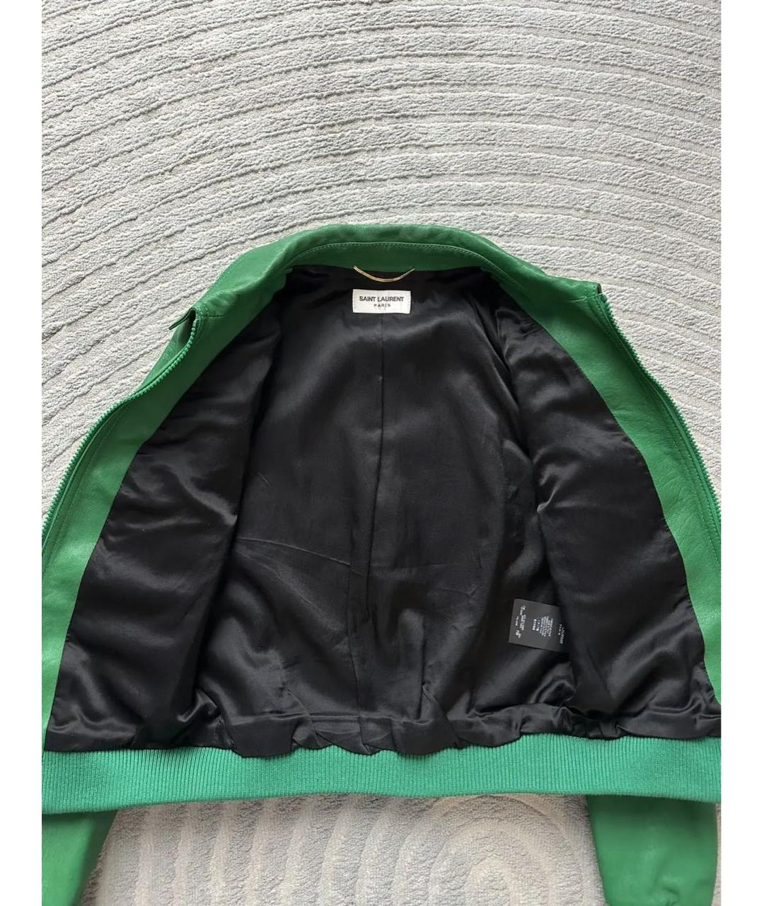 SAINT LAURENT Зеленая кожаная куртка, фото 7