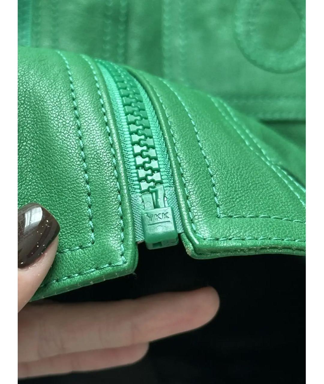 SAINT LAURENT Зеленая кожаная куртка, фото 8