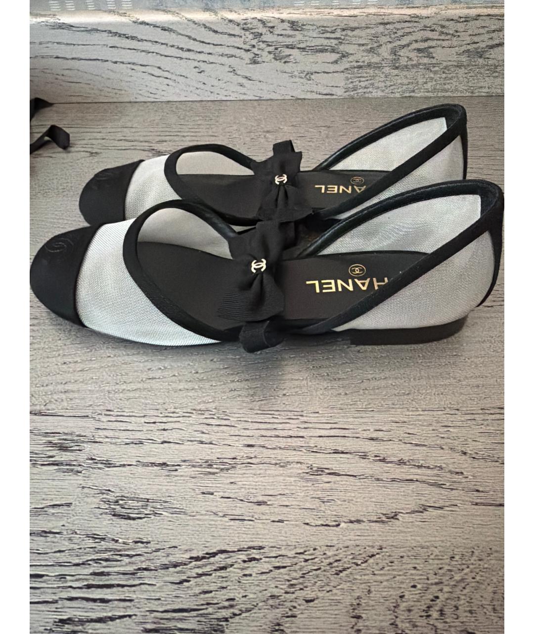 CHANEL Черные текстильные балетки, фото 7