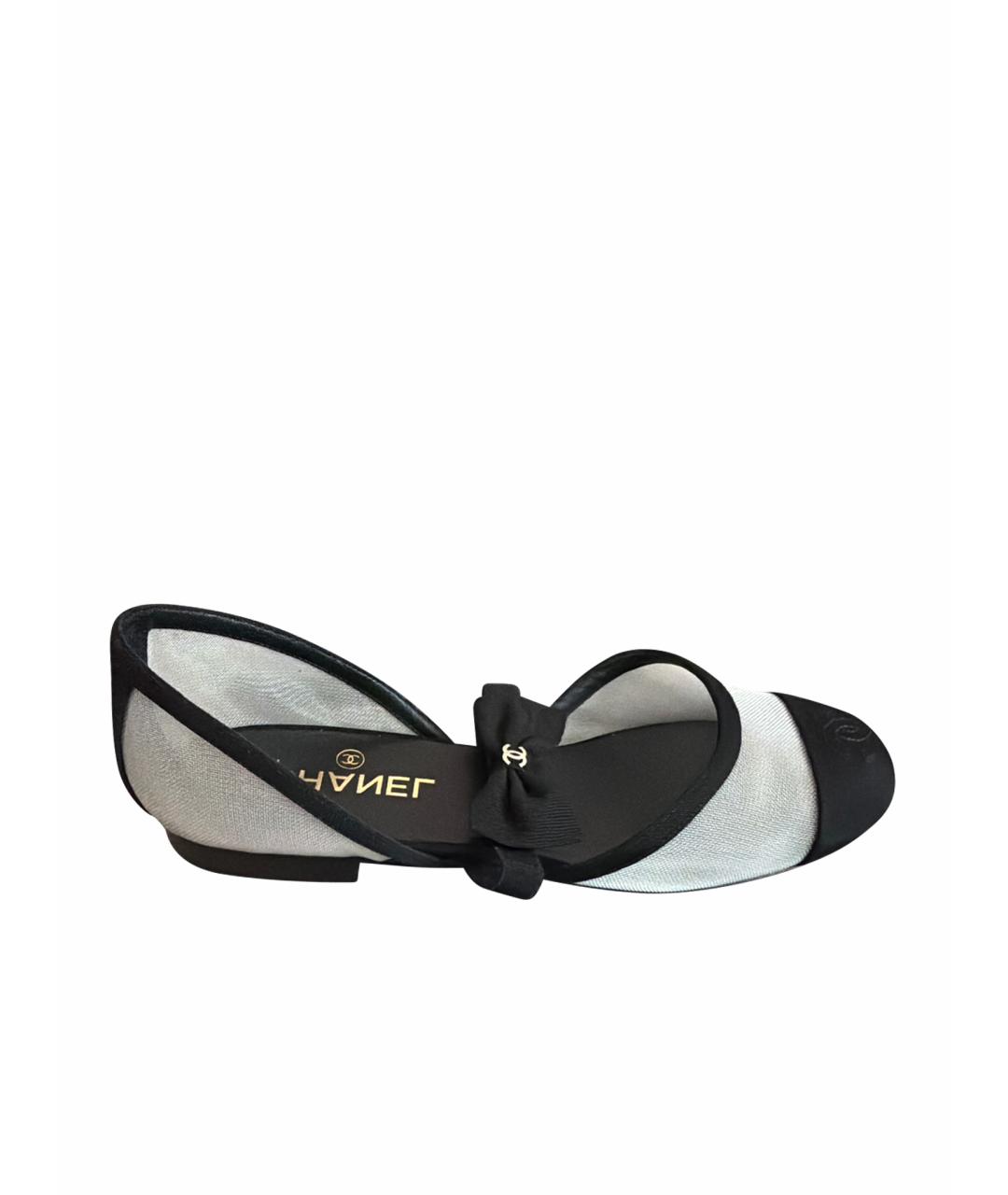 CHANEL Черные текстильные балетки, фото 1