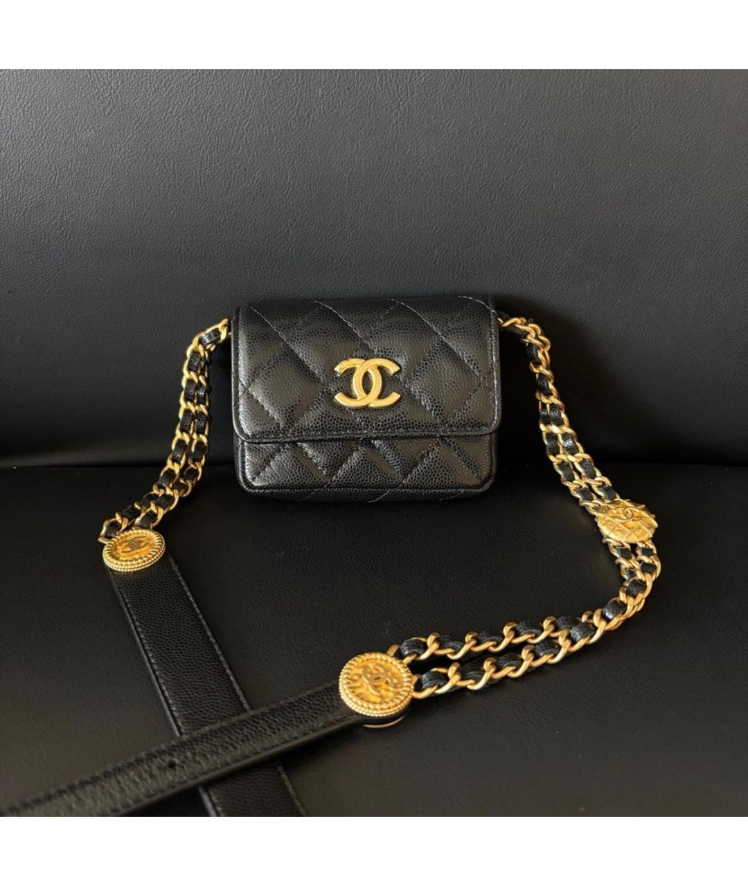 CHANEL Черная кожаная поясная сумка, фото 7