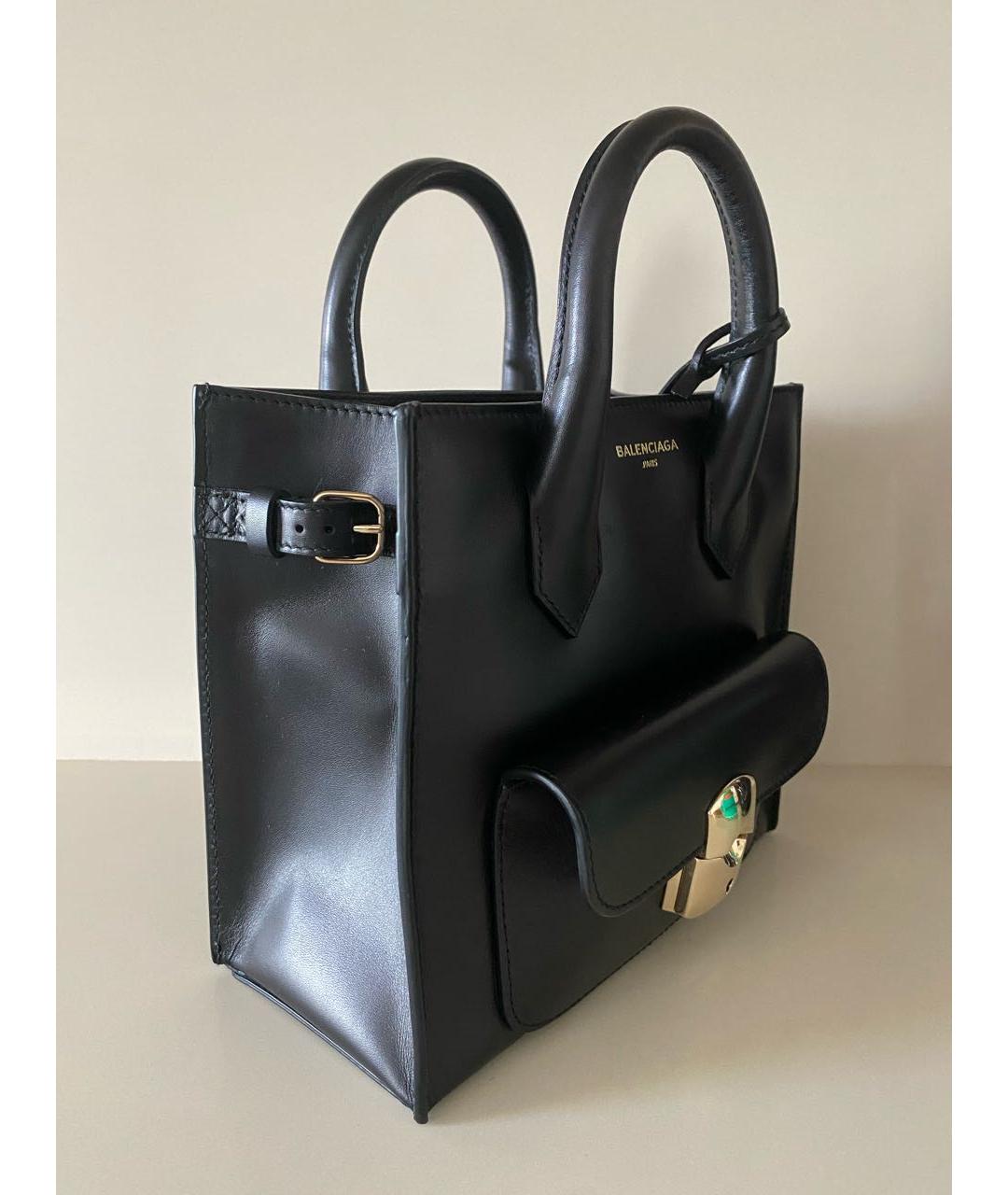 BALENCIAGA Черная кожаная сумка с короткими ручками, фото 2