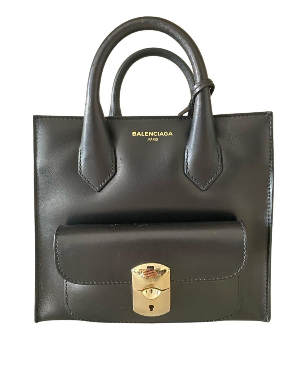 BALENCIAGA Черная кожаная сумка с короткими ручками, фото 1