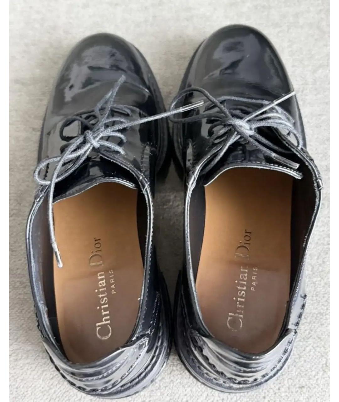 CHRISTIAN DIOR Черные брогги и оксфорды из лакированной кожи, фото 3