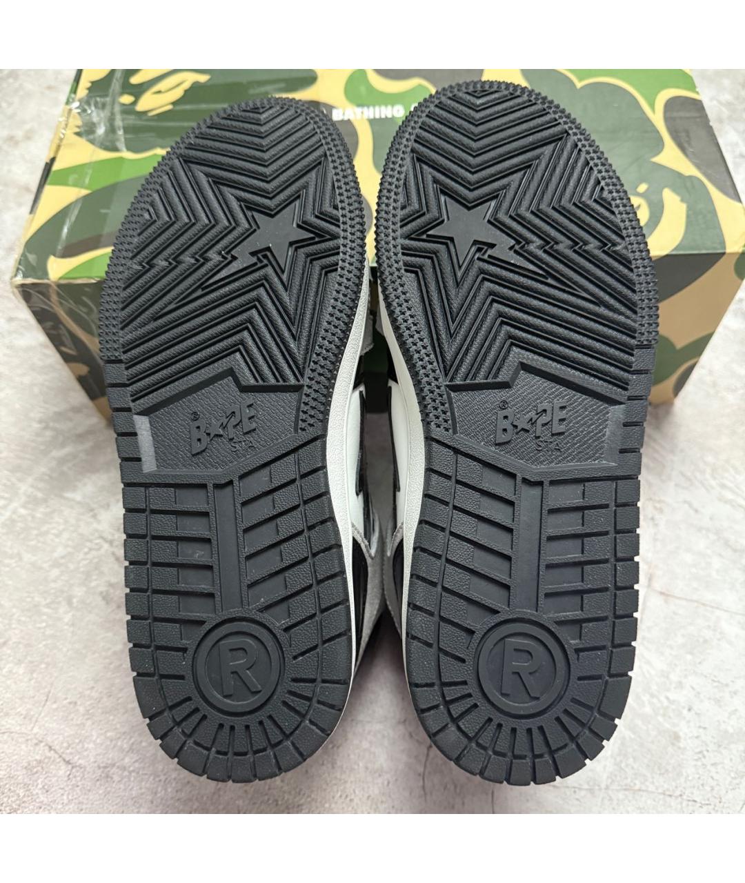 BAPE Черные кожаные высокие кроссовки / кеды, фото 6