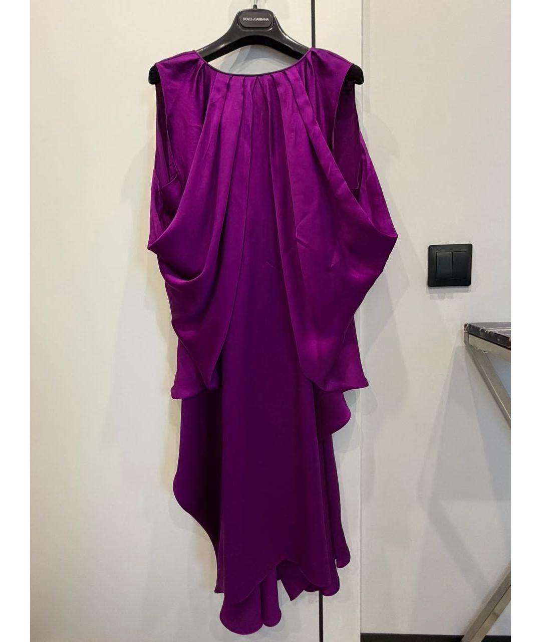 SAINT LAURENT Фуксия шелковое коктейльное платье, фото 2