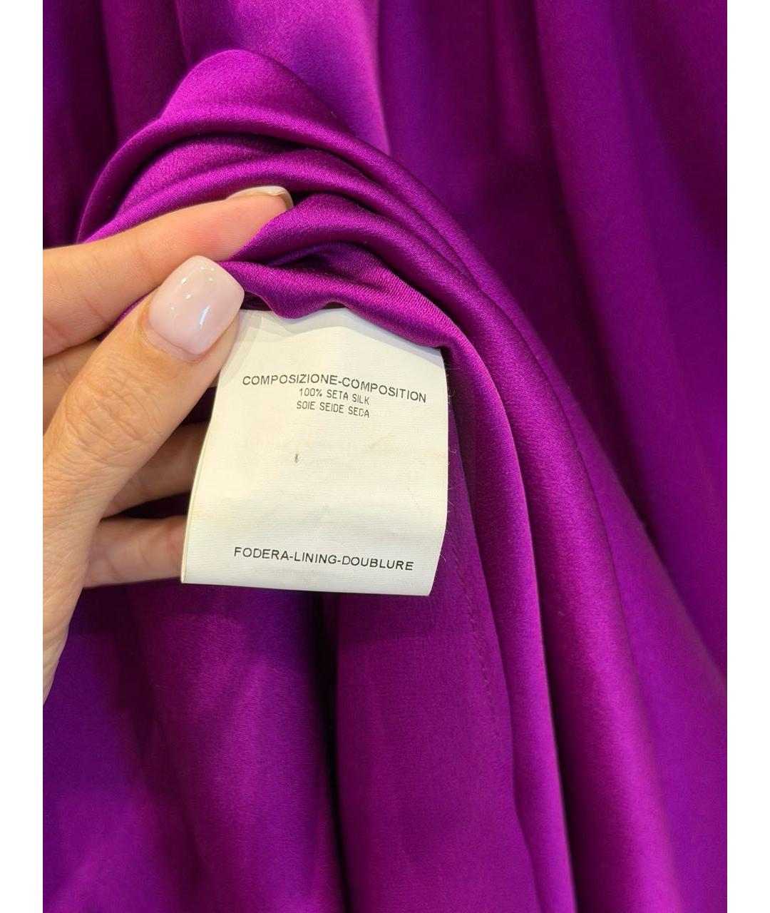 SAINT LAURENT Фуксия шелковое коктейльное платье, фото 5