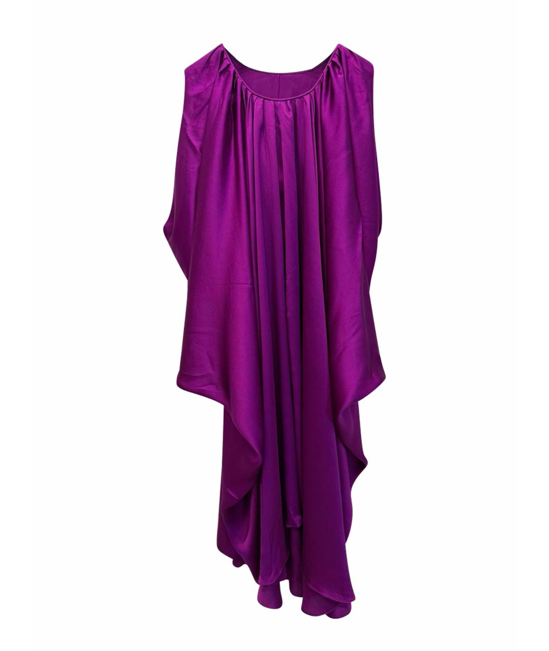 SAINT LAURENT Фуксия шелковое коктейльное платье, фото 1