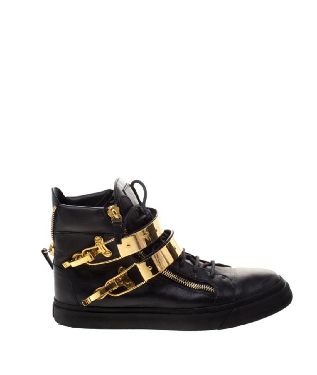 GIUSEPPE ZANOTTI DESIGN Черные кожаные высокие кроссовки / кеды, фото 1