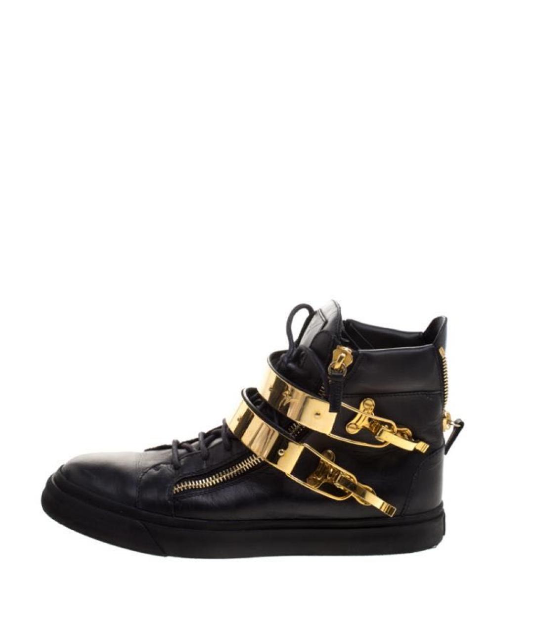 GIUSEPPE ZANOTTI DESIGN Черные кожаные высокие кроссовки / кеды, фото 9