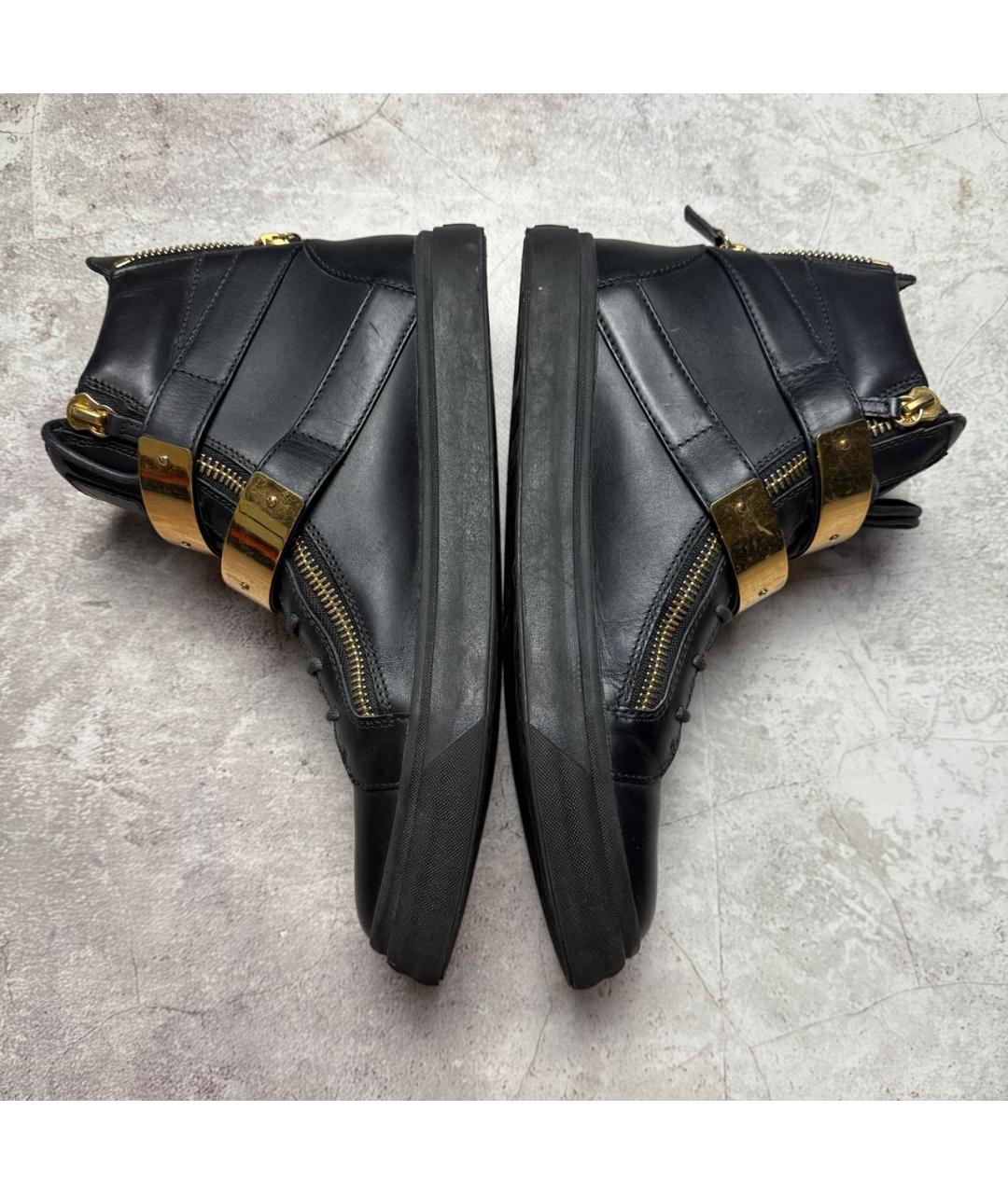 GIUSEPPE ZANOTTI DESIGN Черные кожаные высокие кроссовки / кеды, фото 4