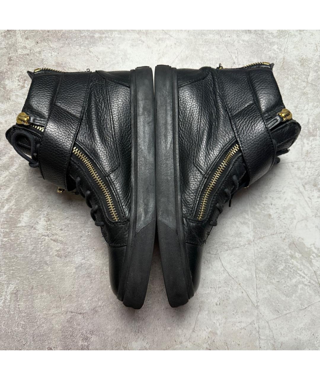 GIUSEPPE ZANOTTI DESIGN Черные кожаные высокие кроссовки / кеды, фото 3